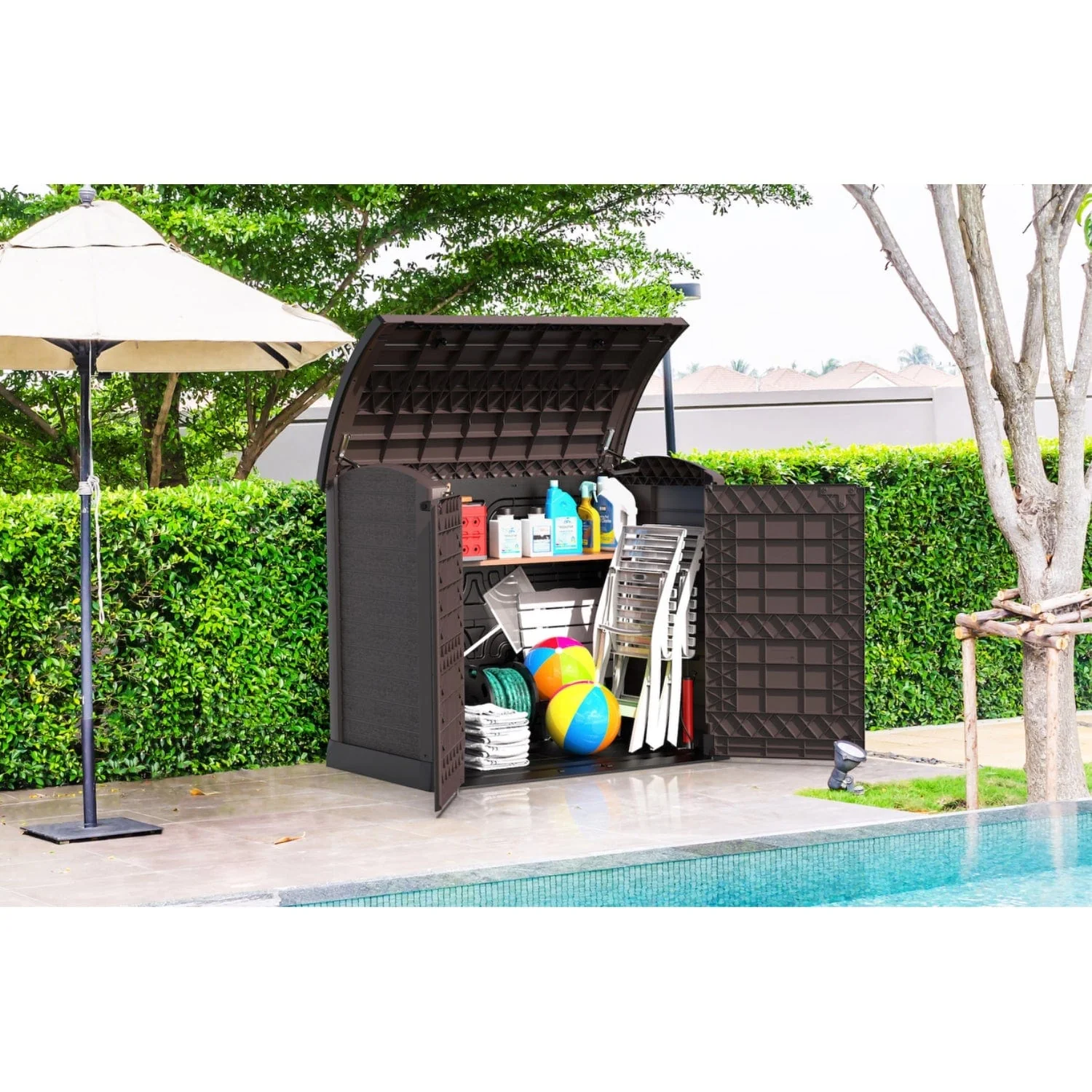 DuraMax | 4.5x2.8 ft Heavy Plastic StoreAway Multipurpose Horizontal Shed with Arc Lid - 1200L - Image 2