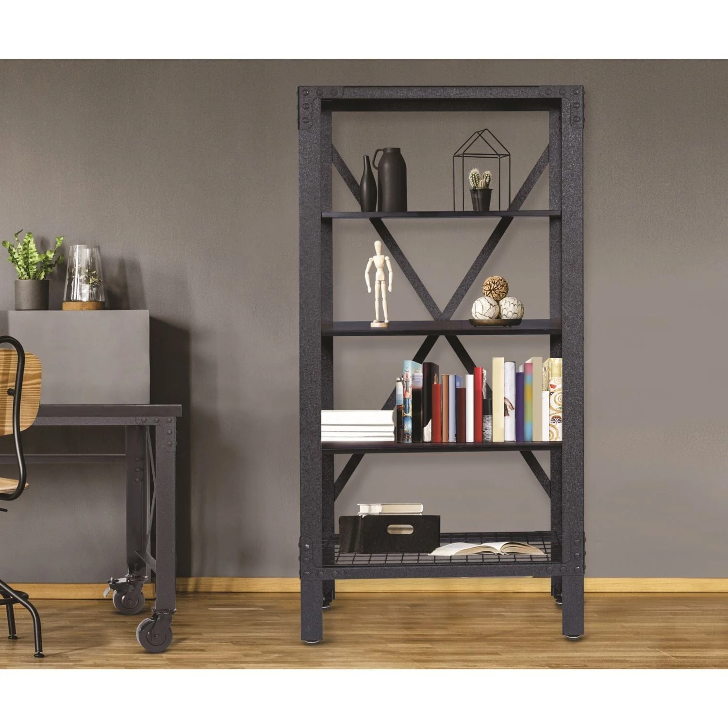 DuraMax | Industrial Metal and Wood Storage Bookcase - Image 3