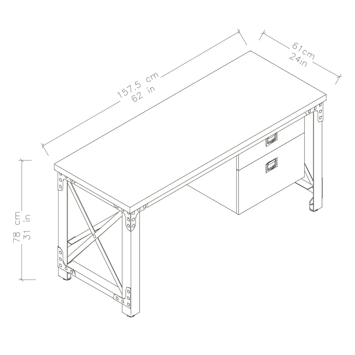 DuraMax | Jackson 62" Industrial Metal & Wood Desk With Drawers - Image 11