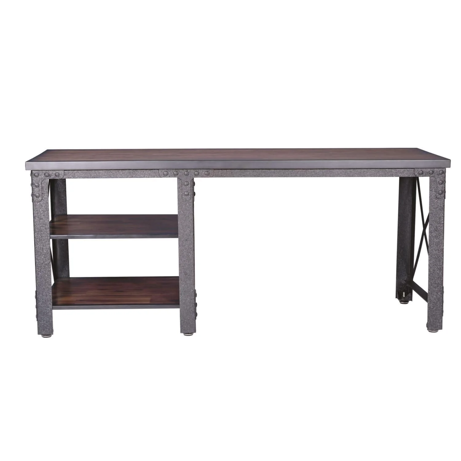 DuraMax | Weston 72" Industrial Metal & Wood desk with shelves - Image 6