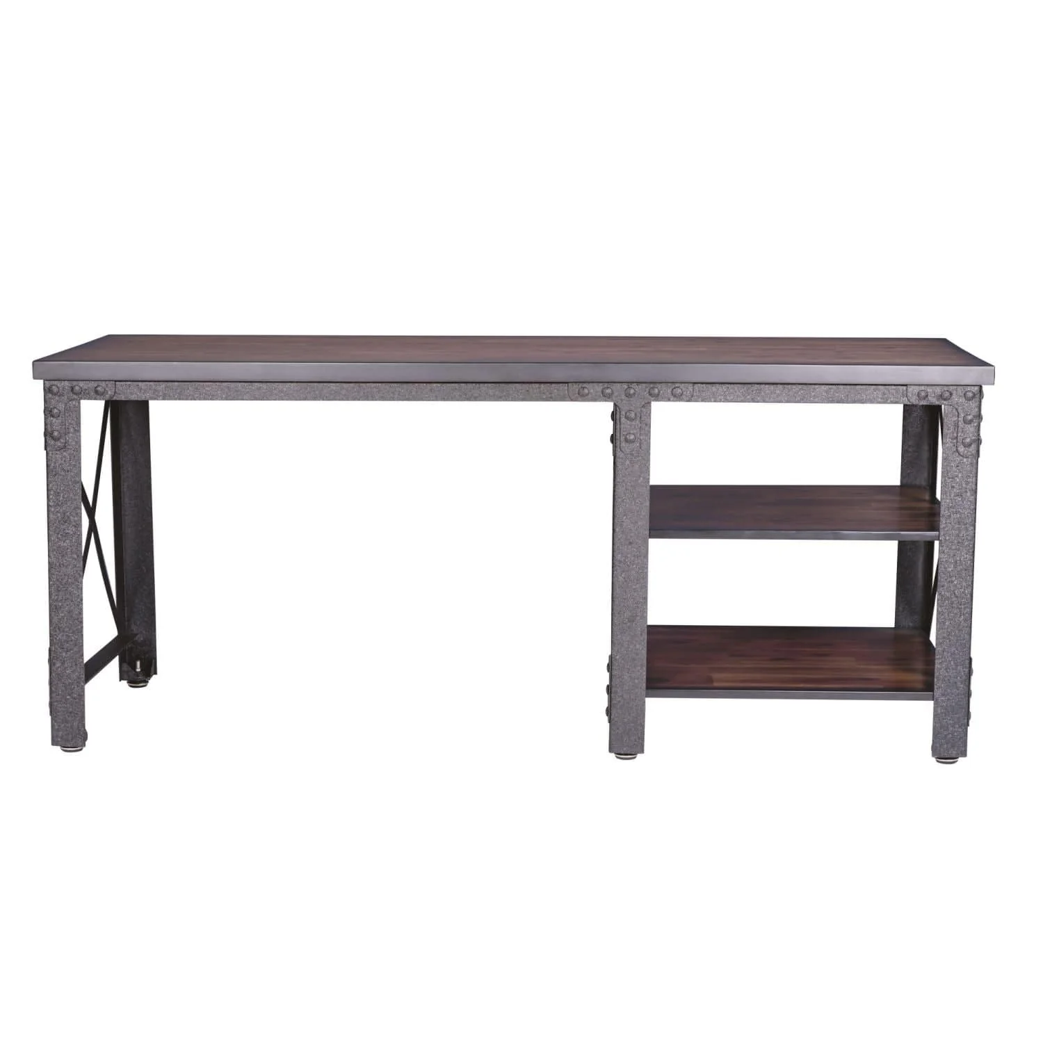 DuraMax | Weston 72" Industrial Metal & Wood desk with shelves - Image 7