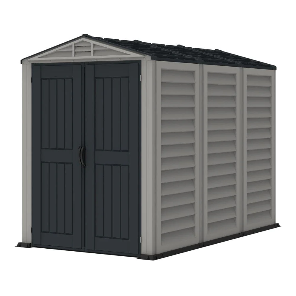 DuraMax | YardMate Plus 5x8x6.5 ft Vinyl Plastic Storage Shed with Floor