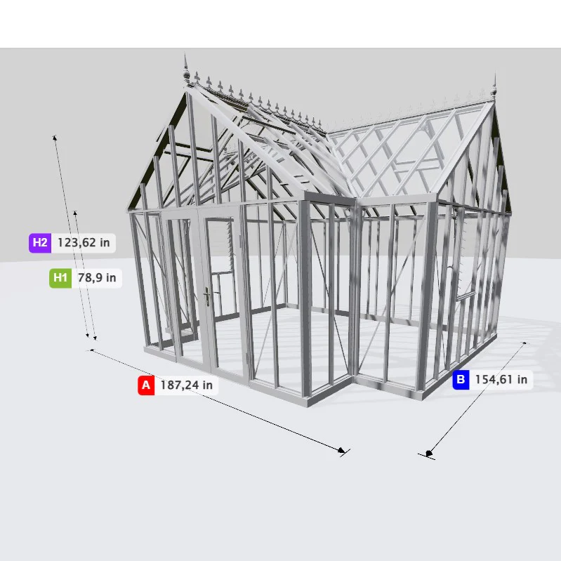 Janssens | 13x16x9 Ft Antique Orangerie Glass Greenhouse Kit With 4mm Tempered Glass Glazing - Image 11