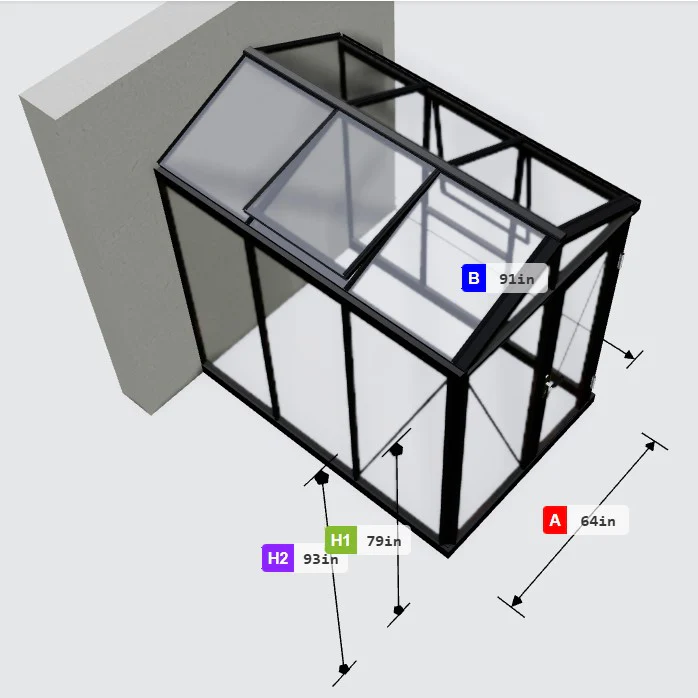 Janssens | 5x8 ft Helios Urban Glass Greenhouse/Portico Kit With 4mm Tempered Glass Glazing - Image 5