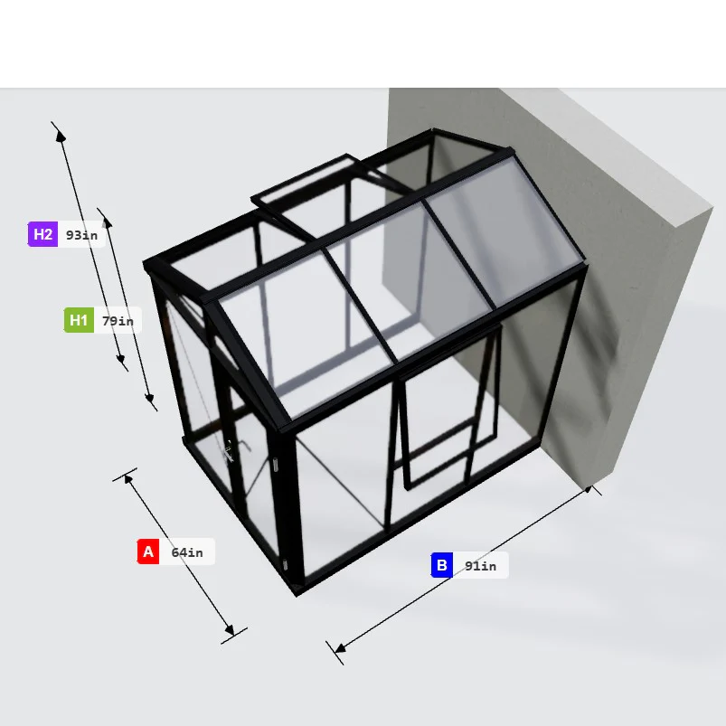 Janssens | 5x8 ft Helios Urban Glass Greenhouse/Portico Kit With 4mm Tempered Glass Glazing - Image 6
