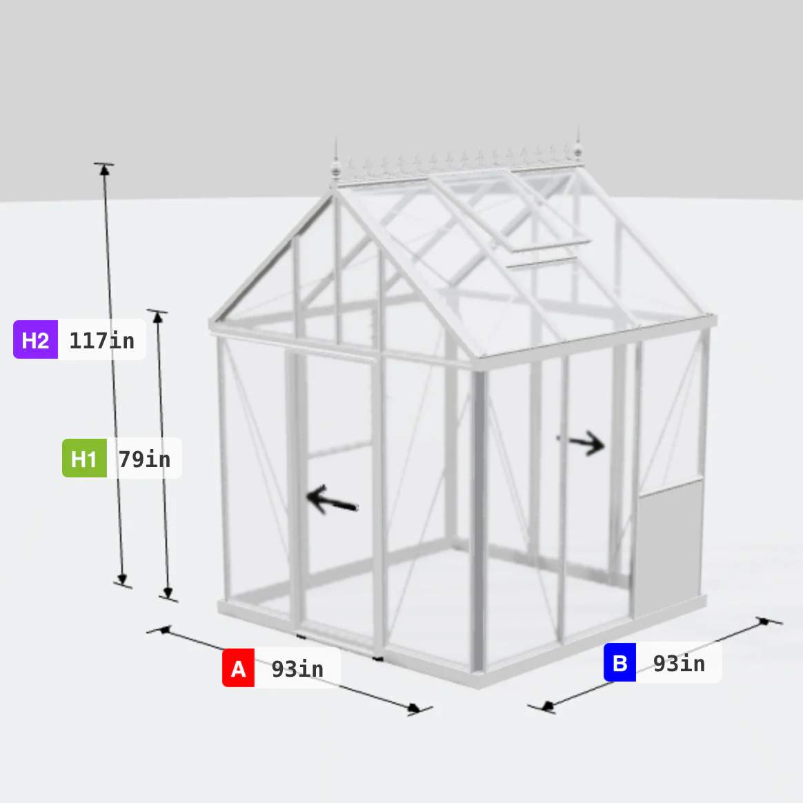 Janssens | 8x8 ft EOS Glass Greenhouse Kit With 4mm Tempered Glass Glazing - Image 4