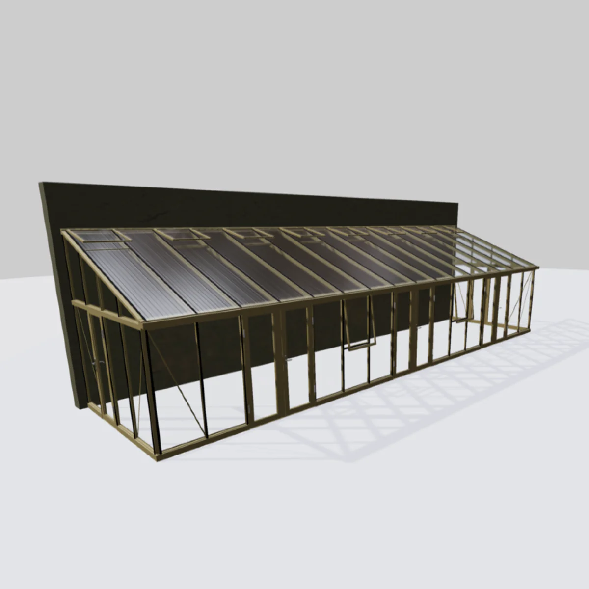 Janssens | Arcadia Lean-To Glass Greenhouse/Sunroom with 4mm Tempered Glass / 10mm Heat Block Glazing (Custom GHV398/JPL688)
