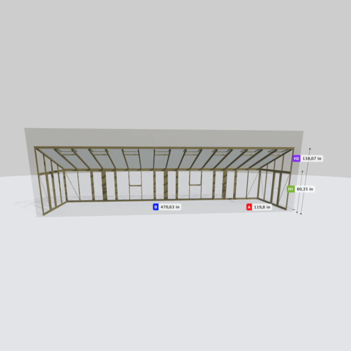 Janssens | Arcadia Lean-To Glass Greenhouse/Sunroom with 4mm Tempered Glass / 10mm Heat Block Glazing (Custom GHV398/JPL688) - Image 2