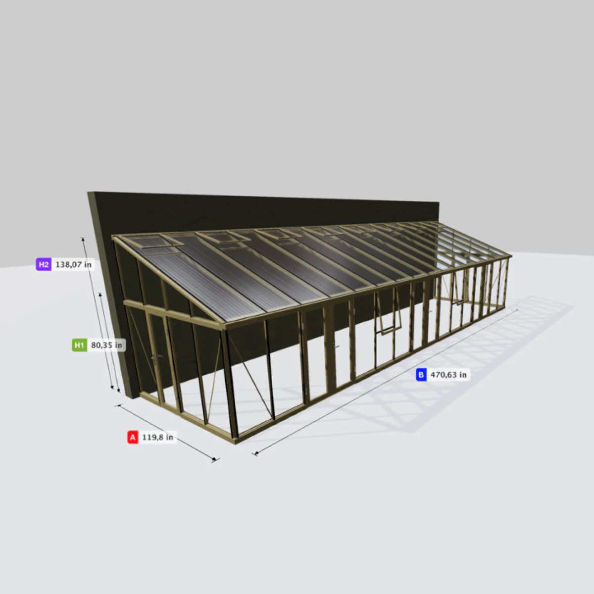 Janssens | Arcadia Lean-To Glass Greenhouse/Sunroom with 4mm Tempered Glass / 10mm Heat Block Glazing (Custom GHV398/JPL688) - Image 3