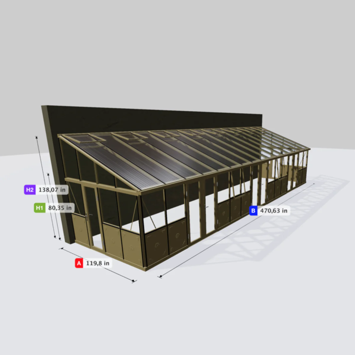 Janssens | Arcadia Lean-To Glass Greenhouse/Sunroom with 4mm Tempered Glass / 10mm Heat Block Glazing (Custom GHV398/JPL688) - Image 8