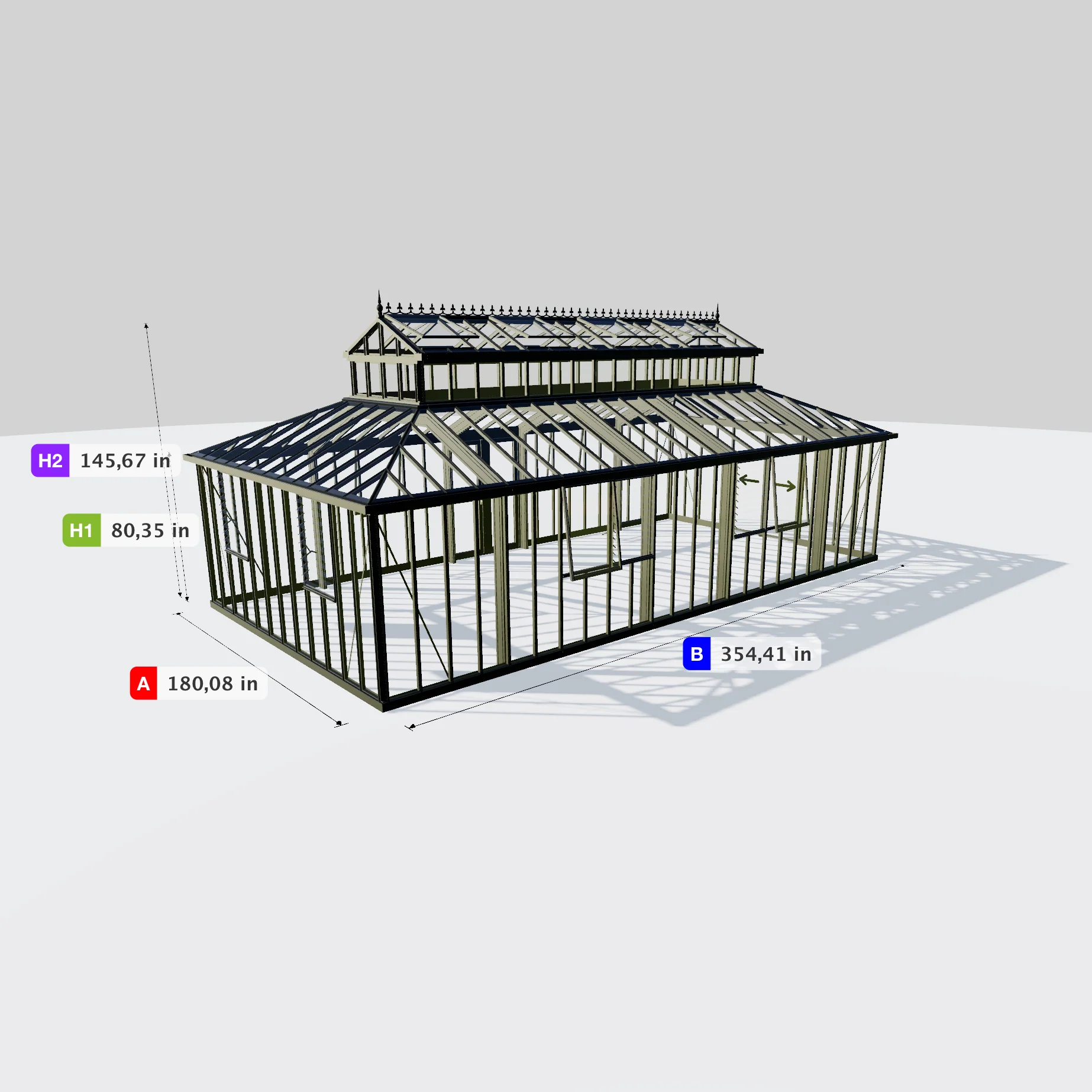 Janssens | Cathedral Victorian Glass Greenhouse Kit with 4mm Tempered Glass Glazing (Custom LUR811/REP733) - Image 6