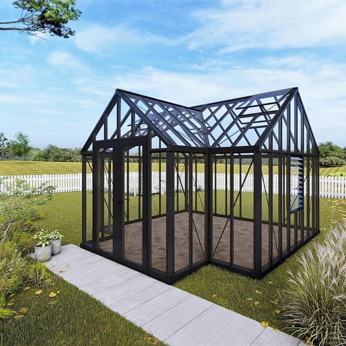 Janssens | 13x13x10 Ft Royal EOS T Glass Greenhouse Kit With 4mm Tempered Glass Glazing - Image 13