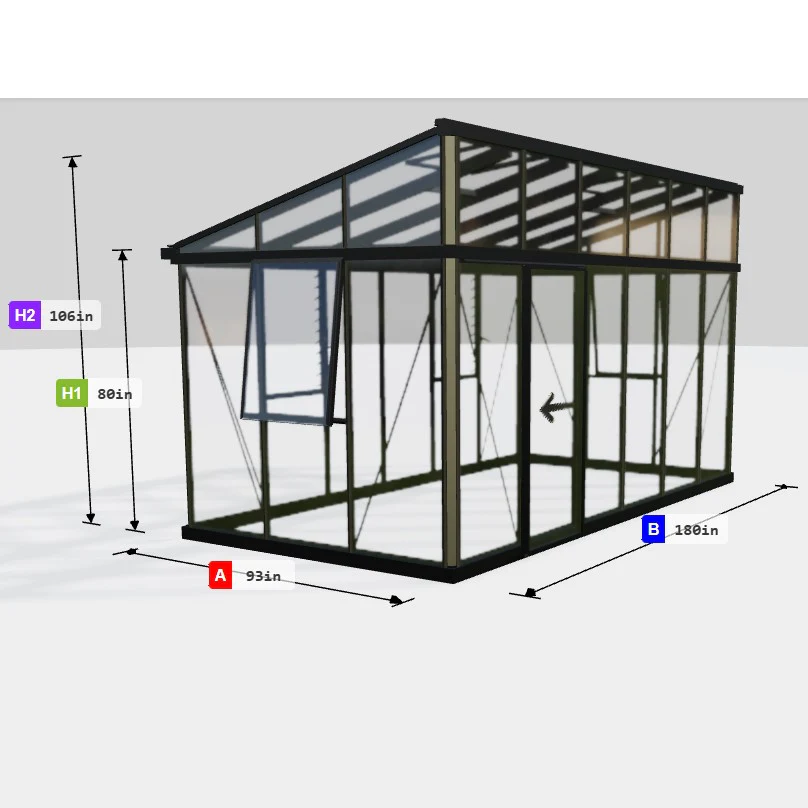 Janssens | Modern Pent Roof Glass Greenhouse Kit With 4mm Tempered Glass Glazing - Image 16