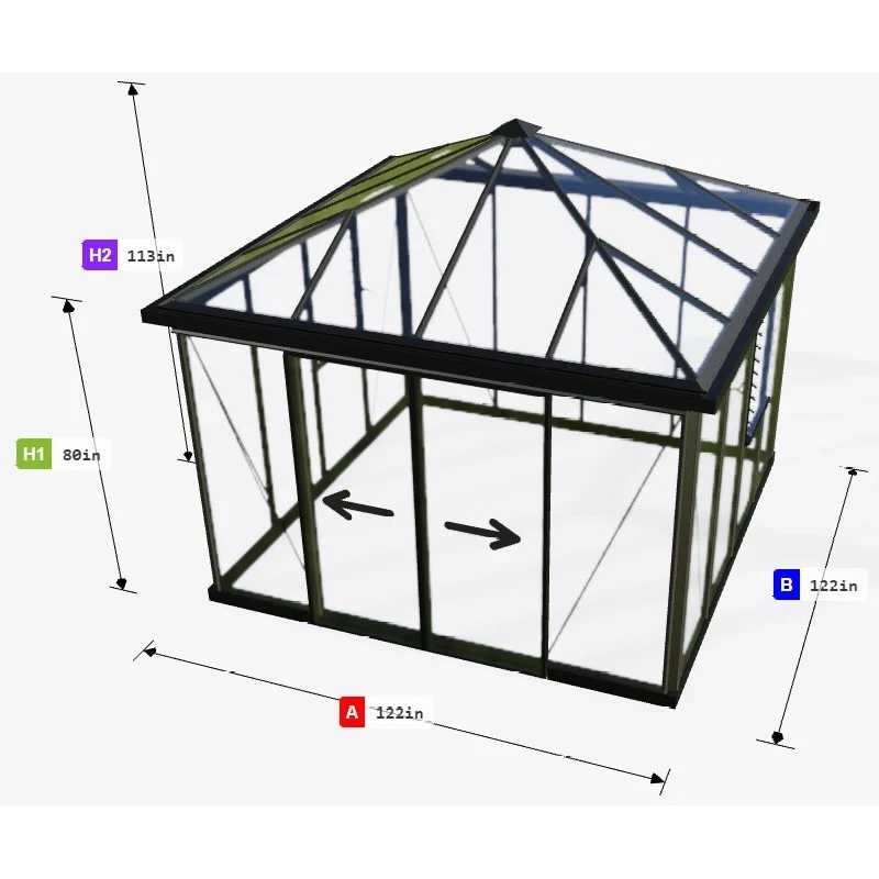 Janssens | Pyramid Glass Greenhouse Kit With 4mm Tempered Glass Glazing - Image 5