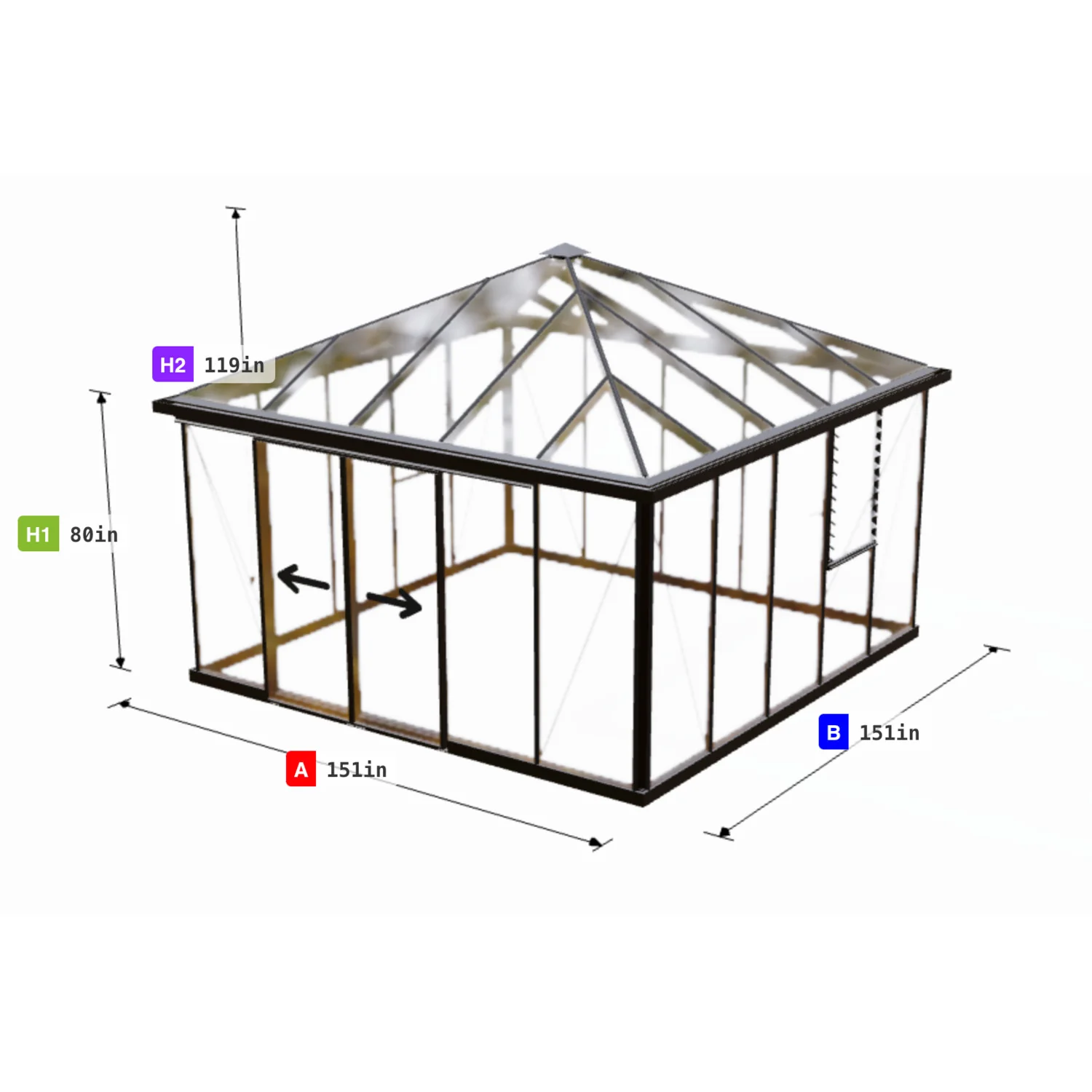 Janssens | Pyramid Glass Greenhouse Kit With 4mm Tempered Glass Glazing - Image 8