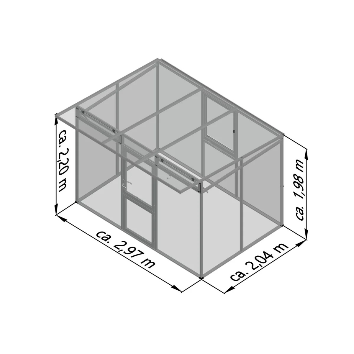 KGT | Santini II Modern Greenhouse 9ft 9in x 6ft 8in - 16mm Triple Wall Polycarbonate Glazing - Image 4