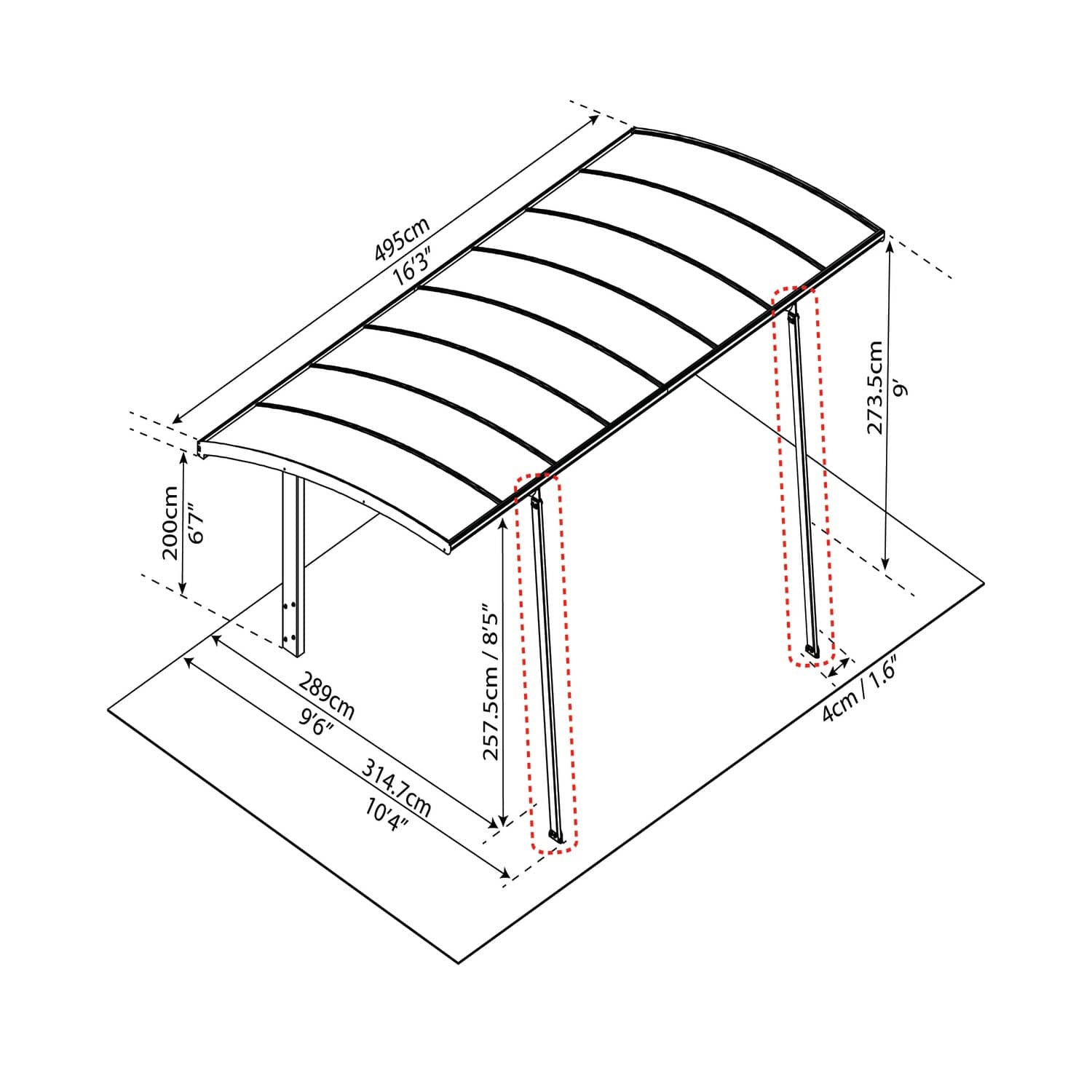Palram - Canopia | Arizona Carport Winter Support Kit - Image 8