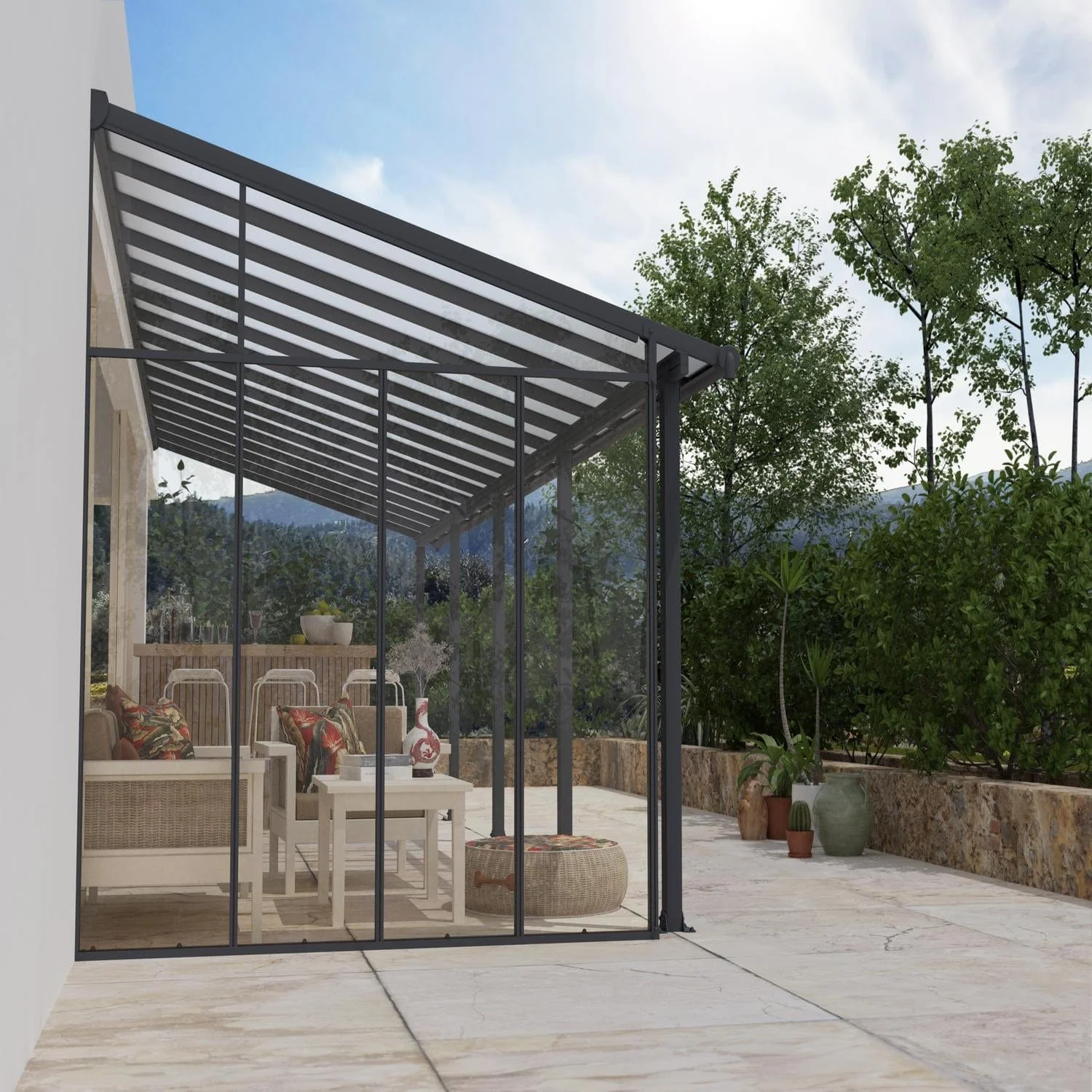 Palram - Canopia | Feria 13 ft Patio Cover Sidewall Kit - White - Image 2