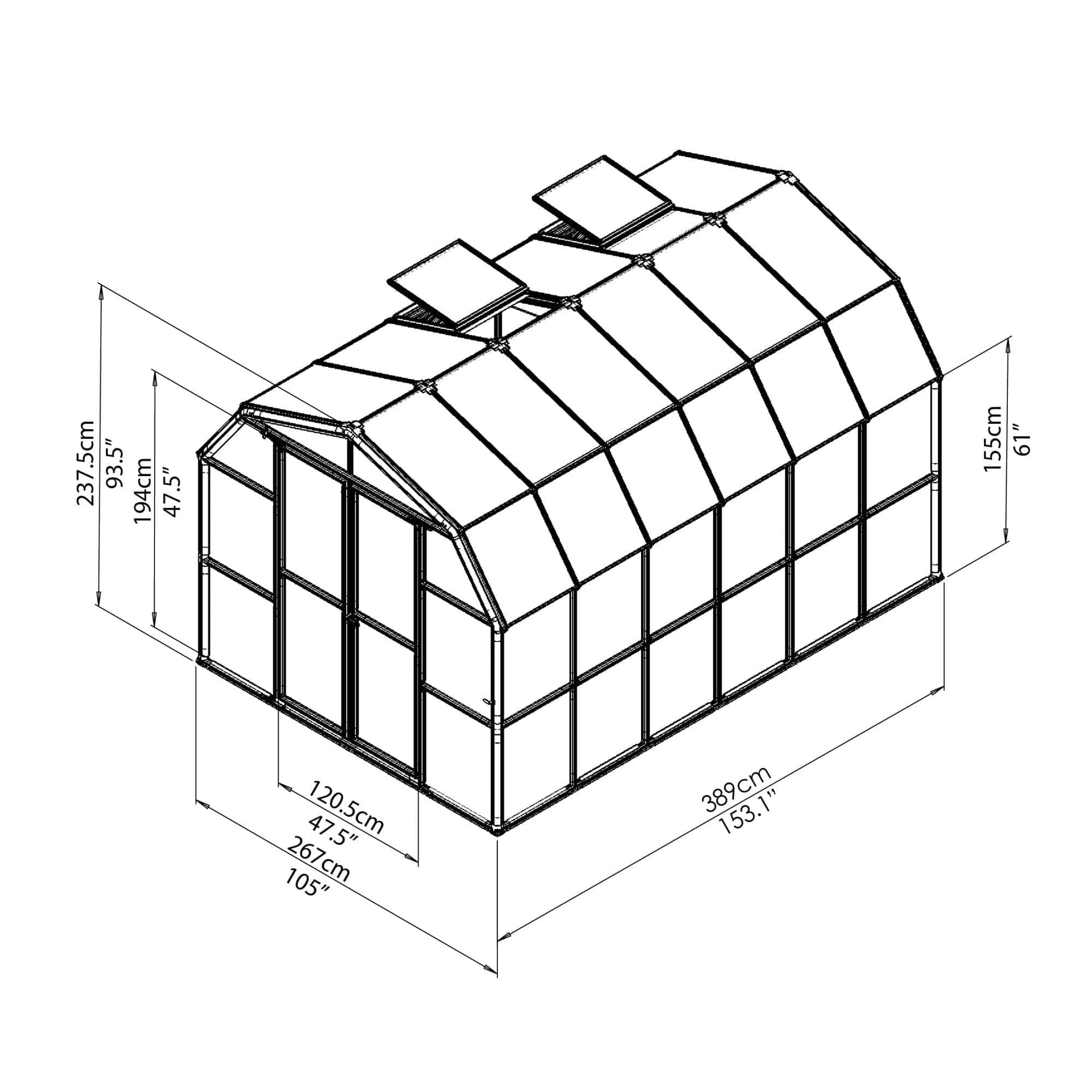 Palram - Canopia | Grand Gardener Greenhouse Kit - 8 Ft Wide - Green - 0.8mm Clear Polycarbonate Glazing - Image 12
