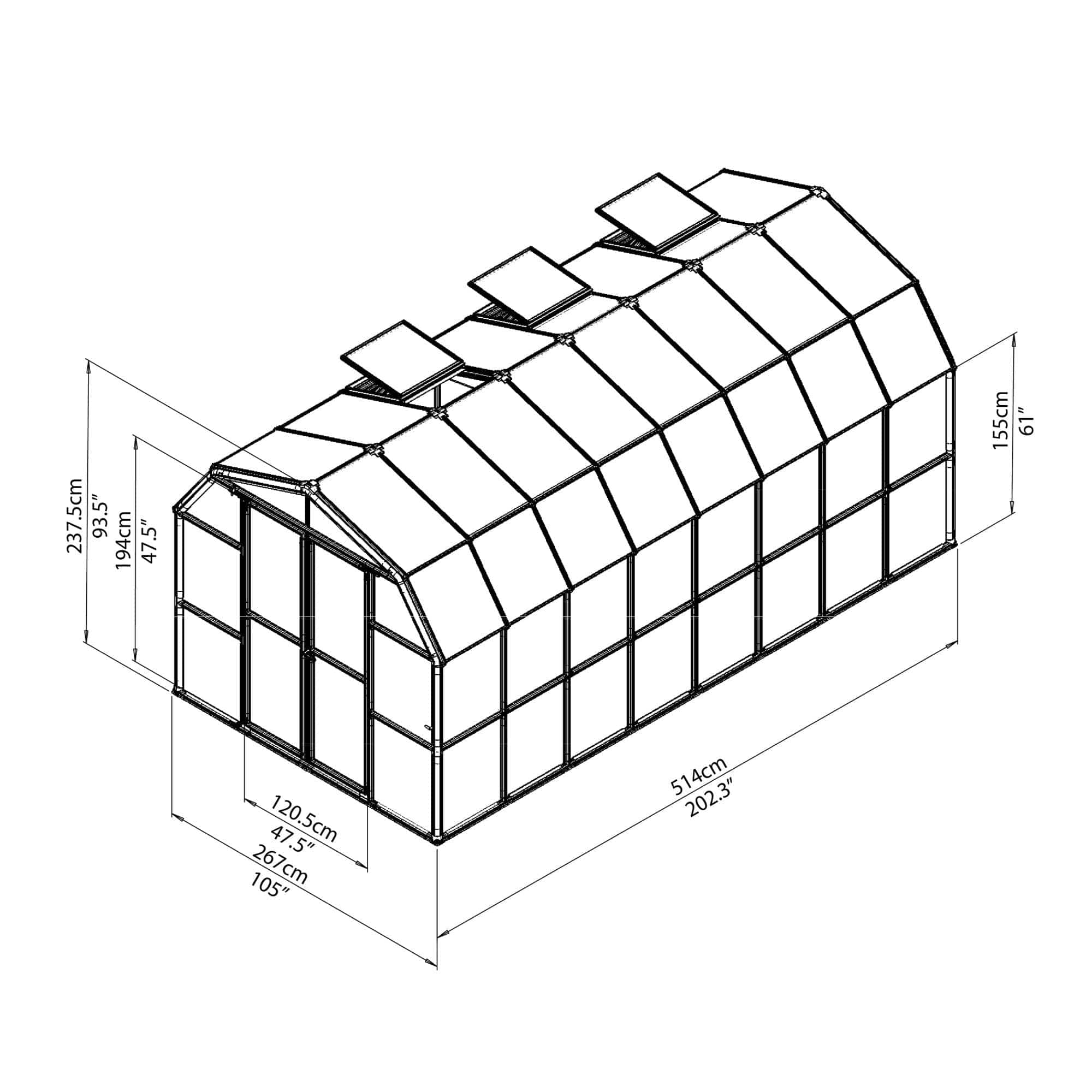 Palram - Canopia | Grand Gardener Greenhouse Kit - 8 Ft Wide - Green - 0.8mm Clear Polycarbonate Glazing - Image 16
