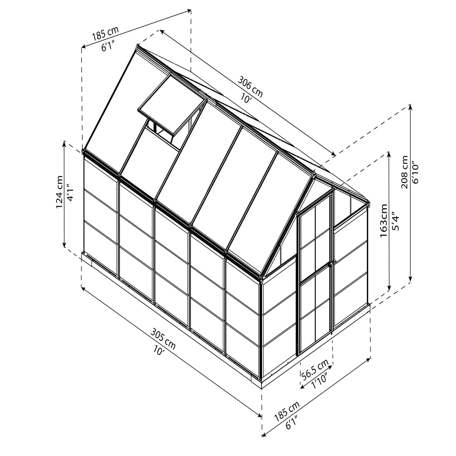 Palram - Canopia | 6x10 ft Hybrid Greenhouse Kit - Gray With 0.8mm Polycarbonate Glazing - Image 11