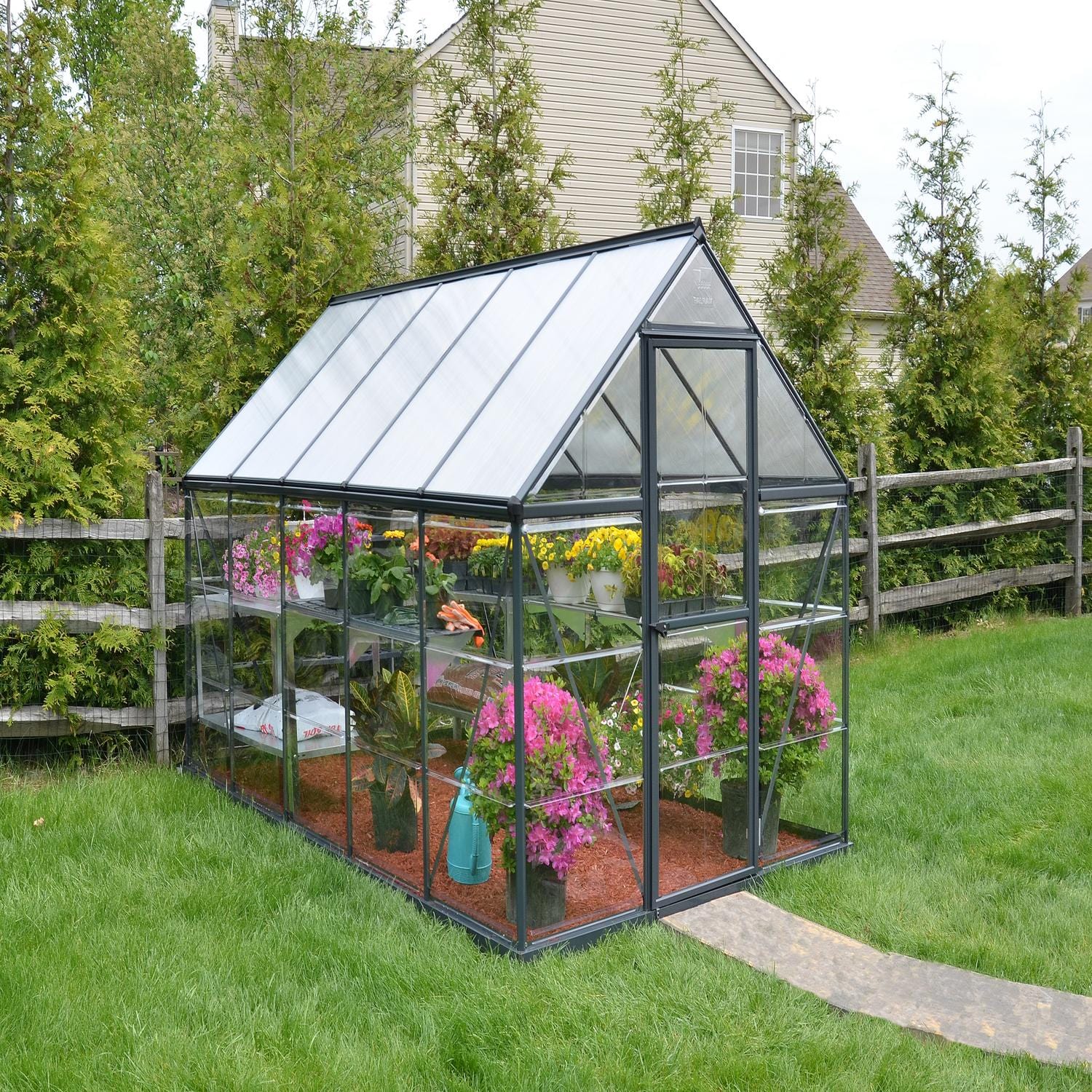 Palram - Canopia | 6x10 ft Hybrid Greenhouse Kit - Gray With 0.8mm Polycarbonate Glazing - Image 3