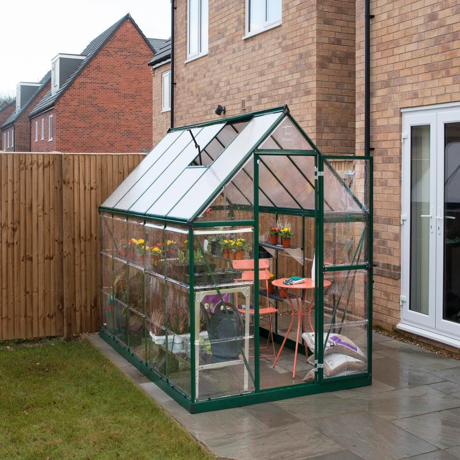Palram - Canopia | 6x10 ft Hybrid Greenhouse Kit - Green With 0.8mm Polycarbonate Glazing - Image 12
