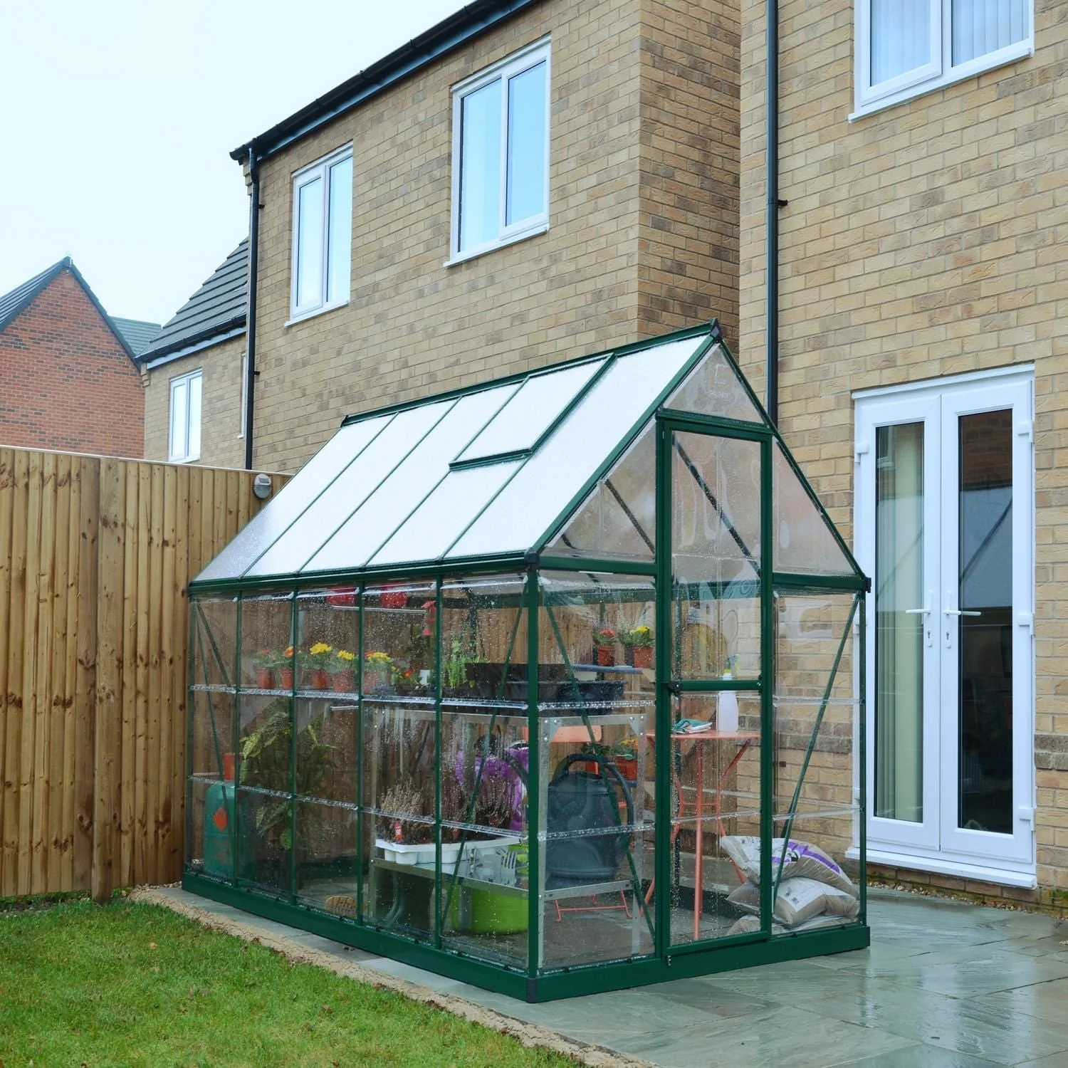 Palram - Canopia | 6x10 ft Hybrid Greenhouse Kit - Green With 0.8mm Polycarbonate Glazing - Image 3