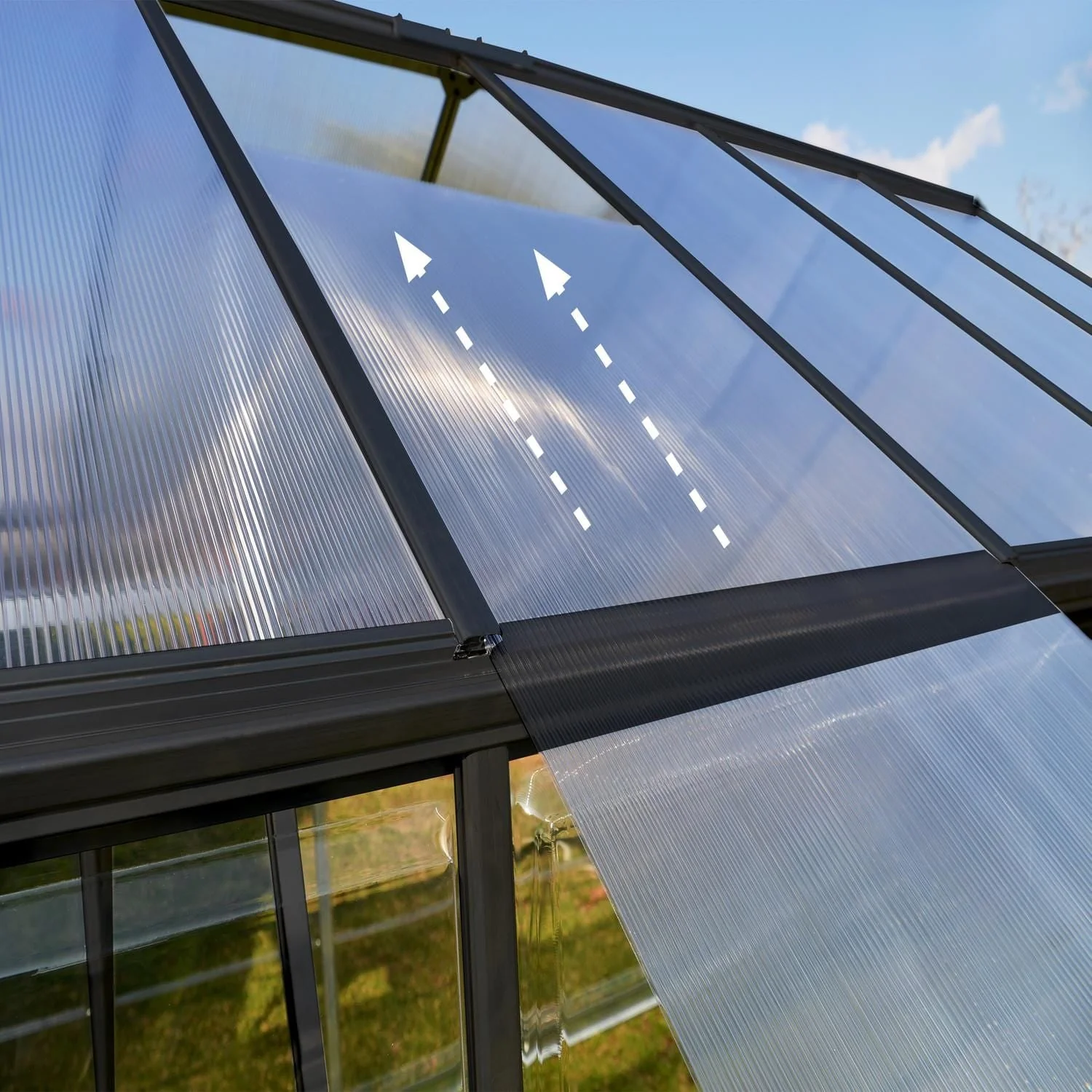 Palram - Canopia | 6x4 ft Hybrid Greenhouse Kit - Gray With 0.8mm Polycarbonate Glazing - Image 6