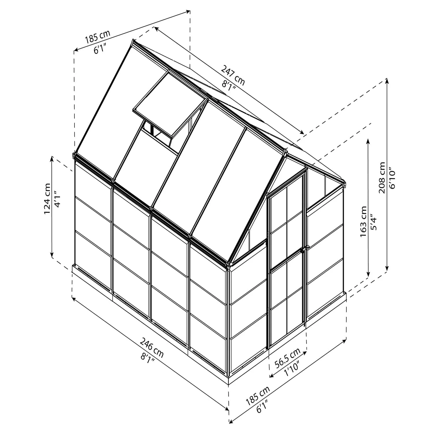Palram - Canopia | 6x8 ft Hybrid Greenhouse Kit - Gray With 0.8mm Polycarbonate Glazing - Image 8