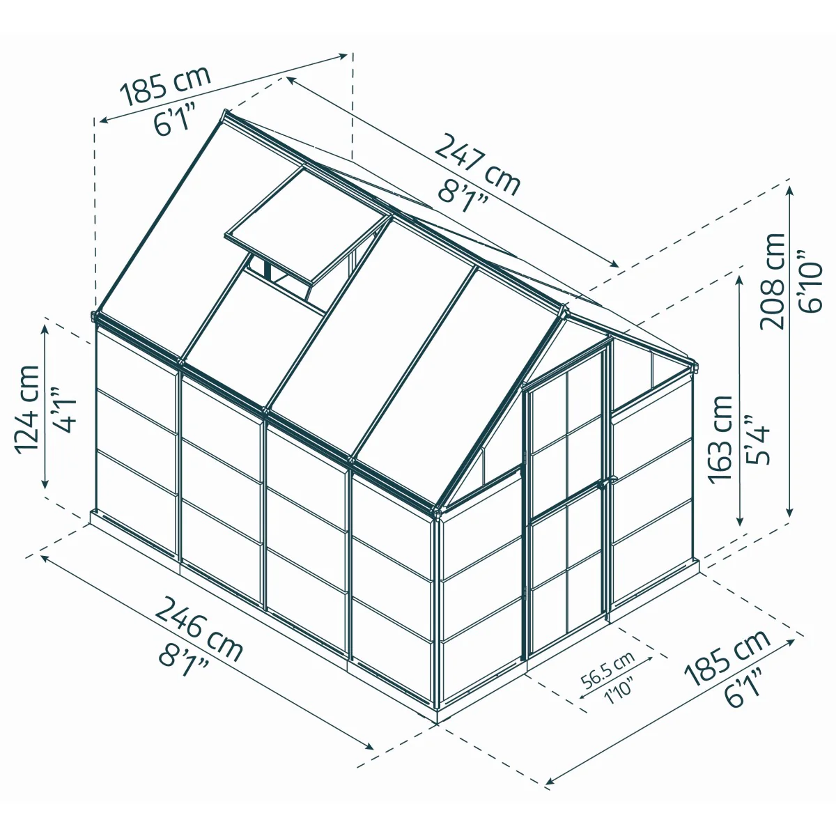 Palram - Canopia | Hybrid 6x8 ft - Black Frame With Polycarbonate Hybrid Panels - Image 12