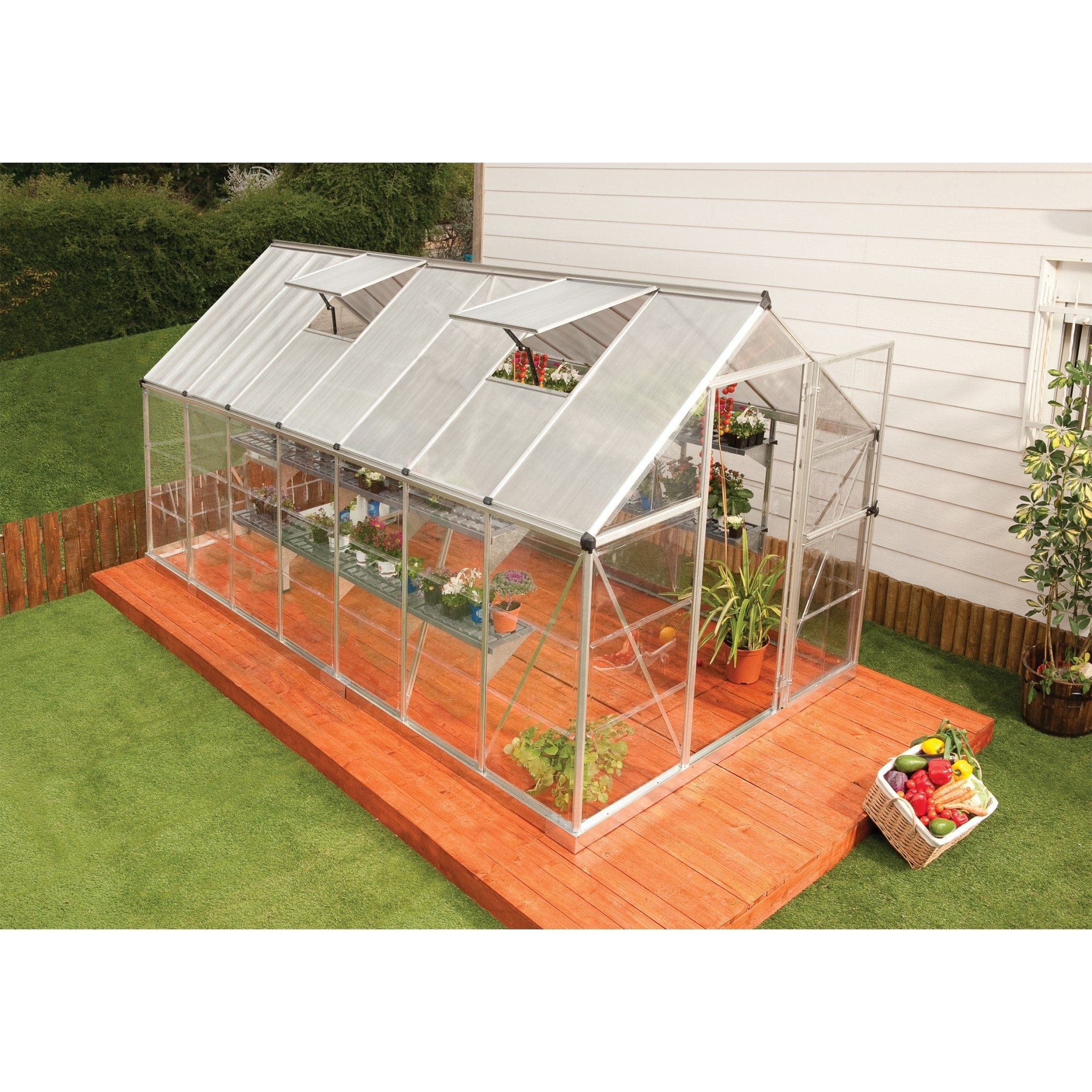 Palram - Canopia | 6x6 ft Hybrid Greenhouse Kit - Green With 0.8mm Polycarbonate Glazing - Image 3
