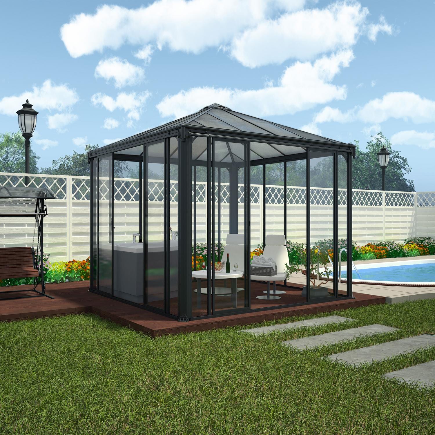 Palram - Canopia | Ledro Enclosed Gazebo - Gray - Image 5
