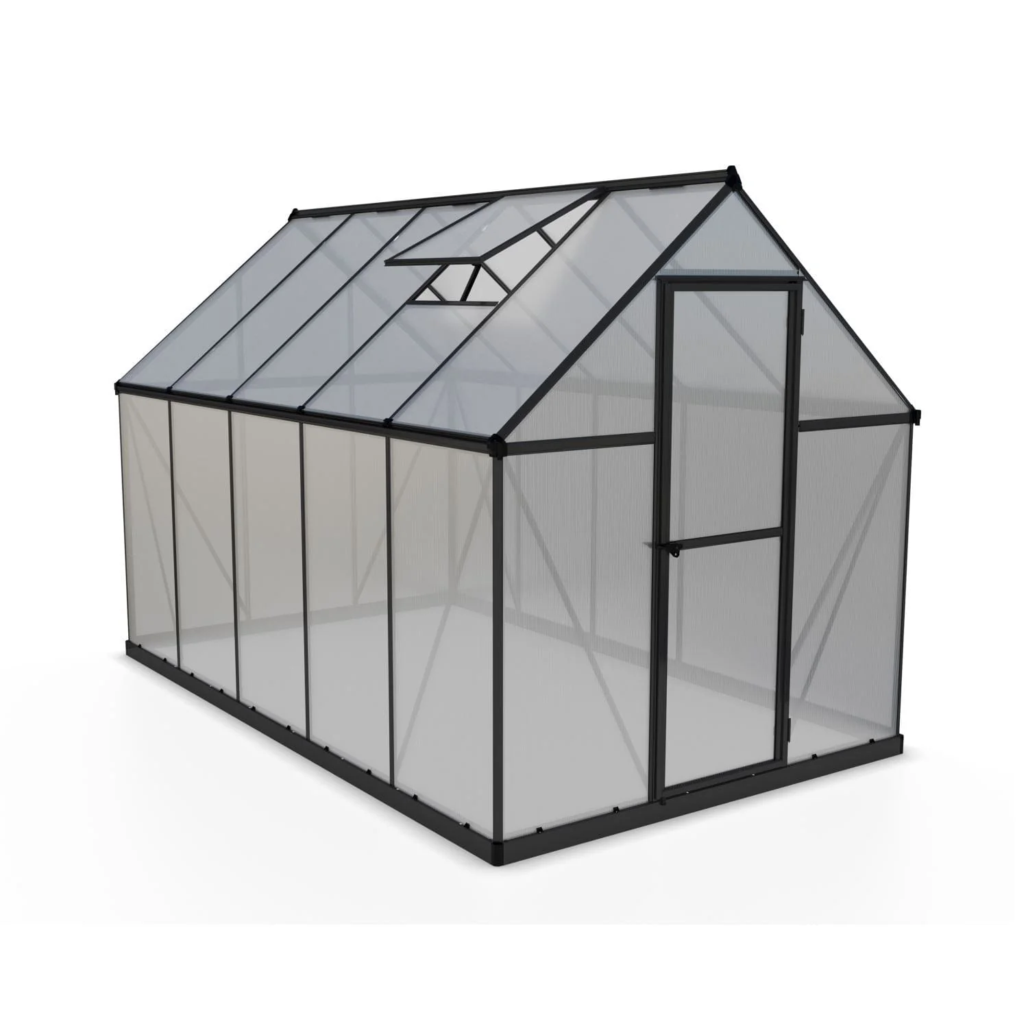 Palram - Canopia | 6x10 ft Mythos Greenhouse Kit - Gray With 4mm Twin-wall Polycarbonate Glazing