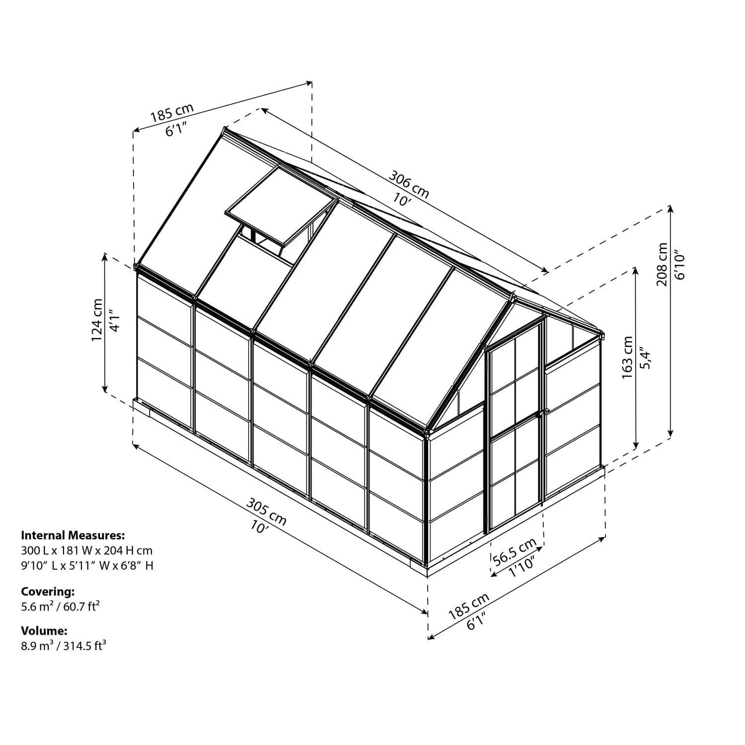 Palram - Canopia | 6x10 ft Mythos Greenhouse Kit - Gray With 4mm Twin-wall Polycarbonate Glazing - Image 8