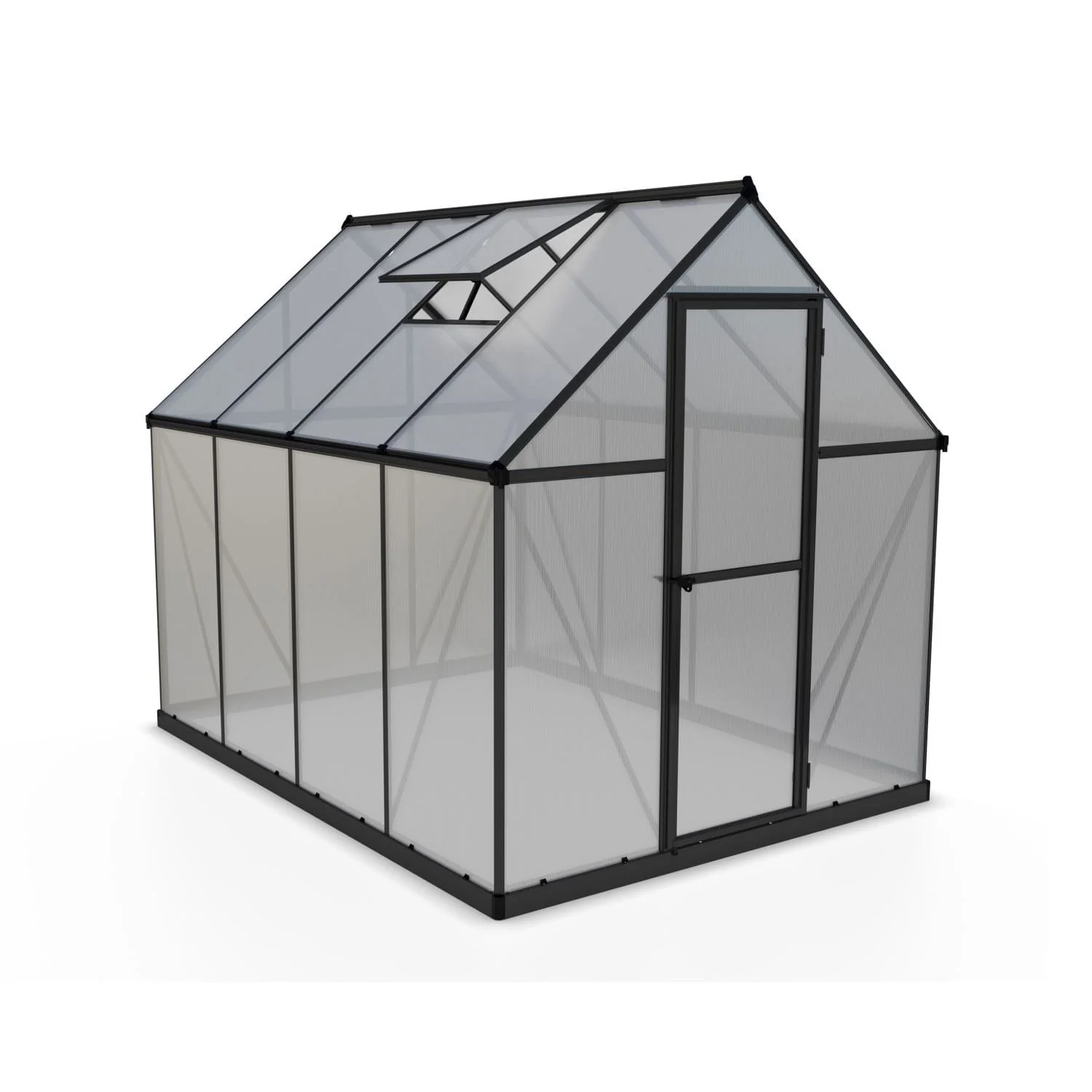 Palram - Canopia | 6x8 ft Mythos Greenhouse Kit - Gray With 4mm Twin-wall Polycarbonate Glazing