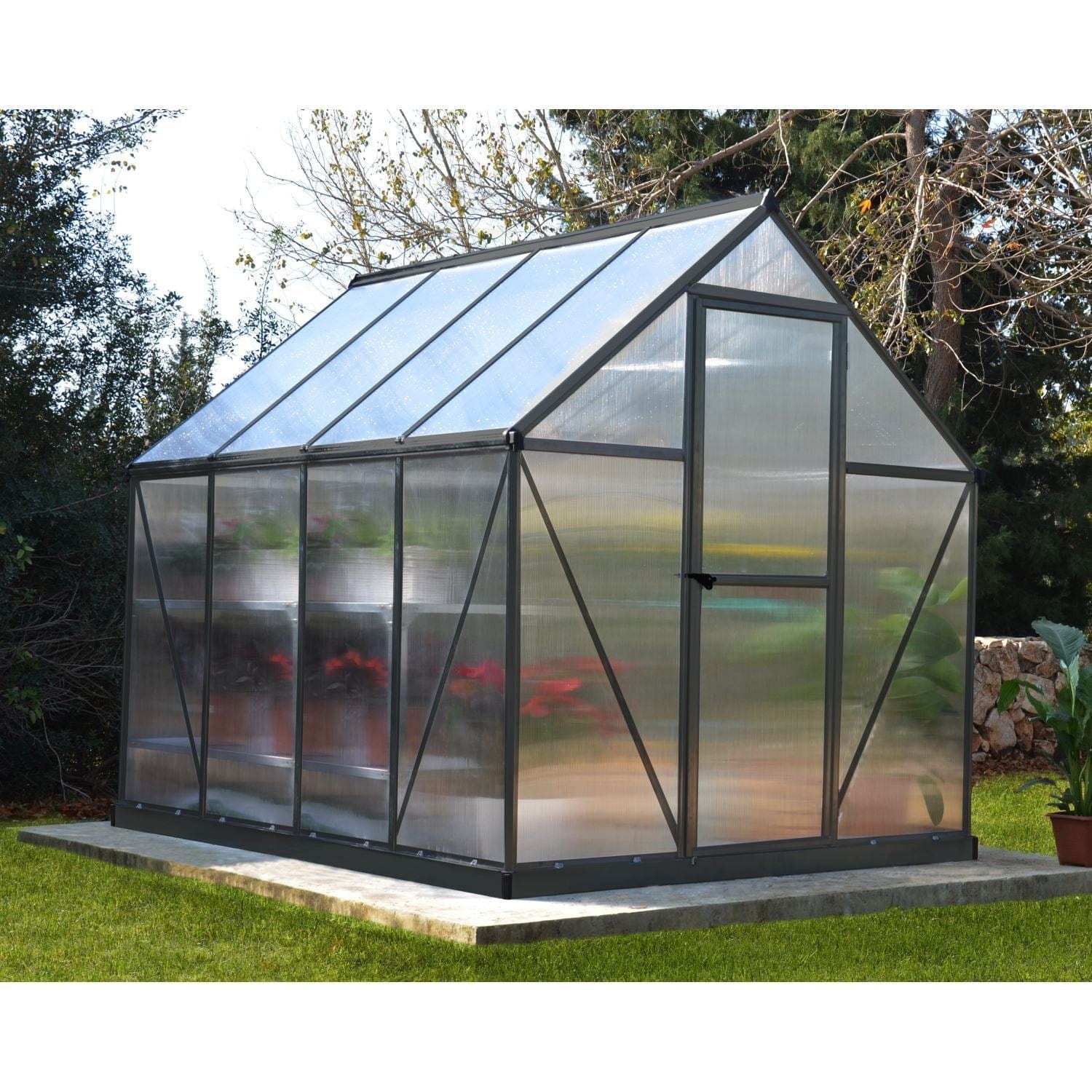 Palram - Canopia | 6x8 ft Mythos Greenhouse Kit - Gray With 4mm Twin-wall Polycarbonate Glazing - Image 2