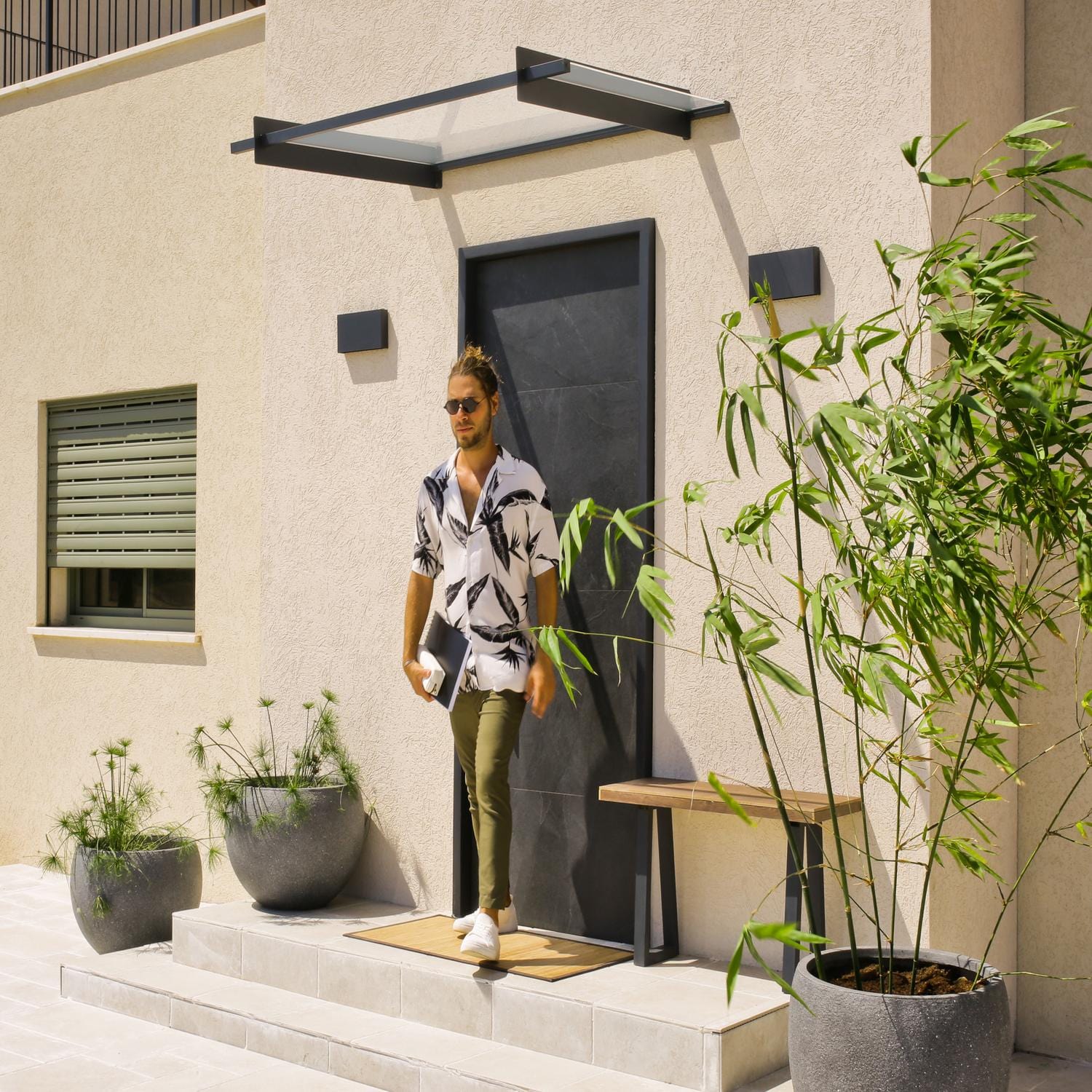 Palram - Canopia | Nancy Door Awning - Gray/Clear - Image 7