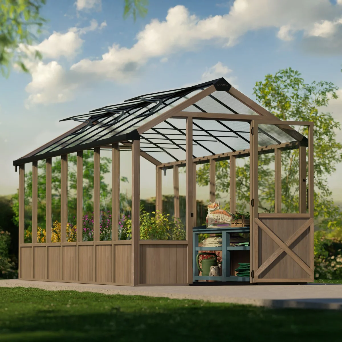 Palram - Canopia | Natura 8 ft Series - Cedar Wood Greenhouse Kit - Image 20