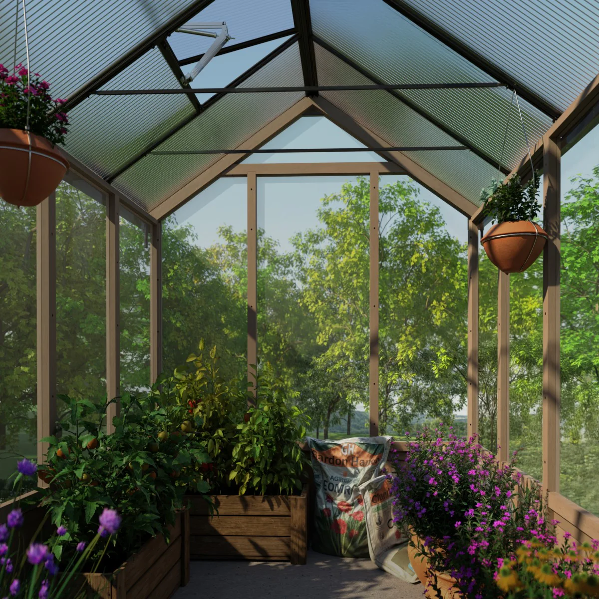 Palram - Canopia | Natura 8 ft Series - Cedar Wood Greenhouse Kit - Image 4