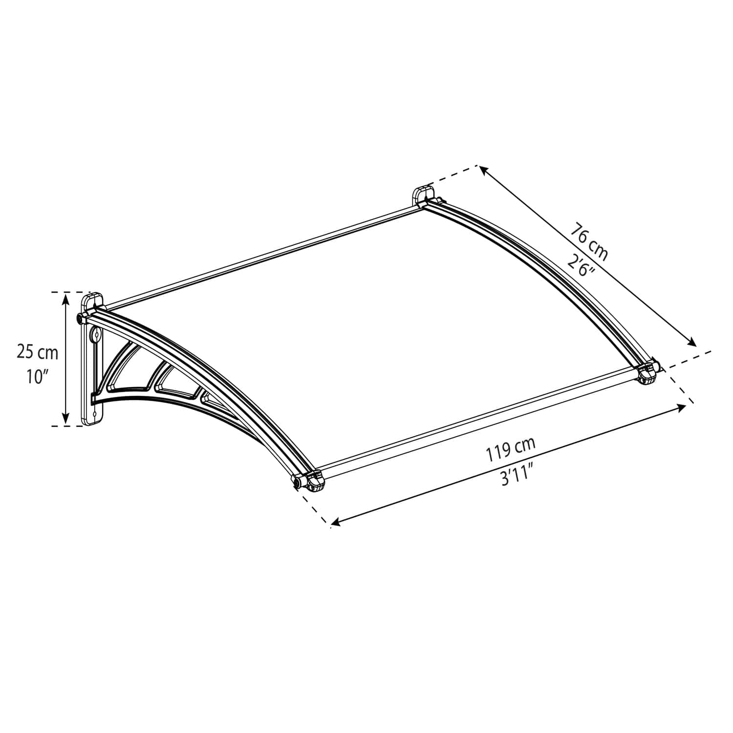 Palram - Canopia | Neo 1180 4x3 ft Awning - Gray/Clear - Image 8