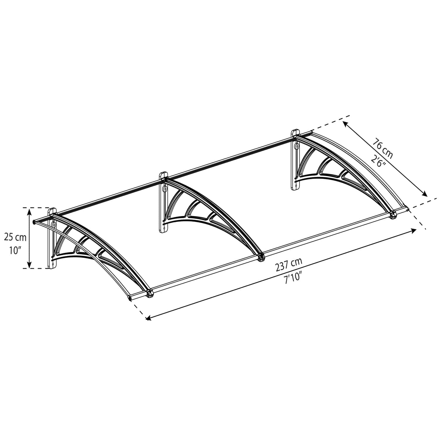 Palram - Canopia | Neo 2360 8x3 ft Awning - Gray/Clear - Image 8