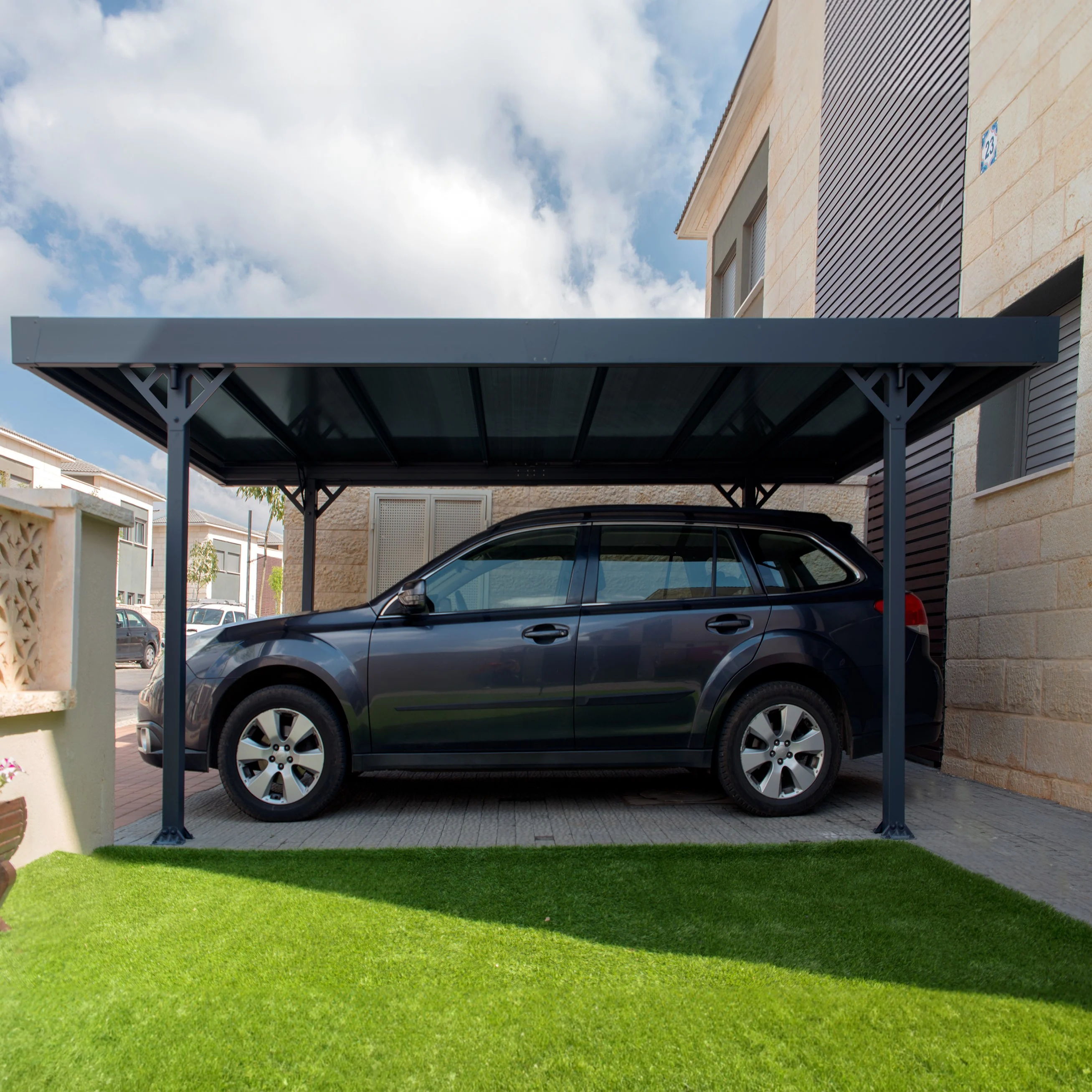 Palram - Canopia | Palma 5000 Carport/Patio Cover - Gray/Gray - 16X10x7 ft - Image 2