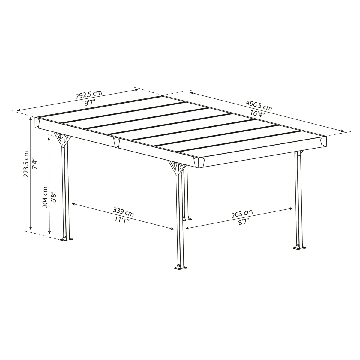 Palram - Canopia | Palma 5000 Carport/Patio Cover - Gray/Gray - 16X10x7 ft - Image 9