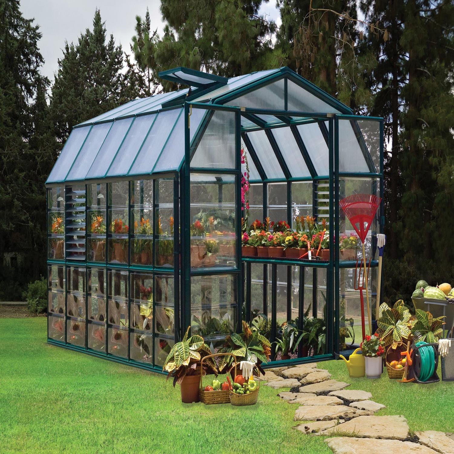 Palram - Canopia | Prestige 8x12 ft Clear Greenhouse Kit Package With 0.8mm Polycarbonate Glazing - Image 7