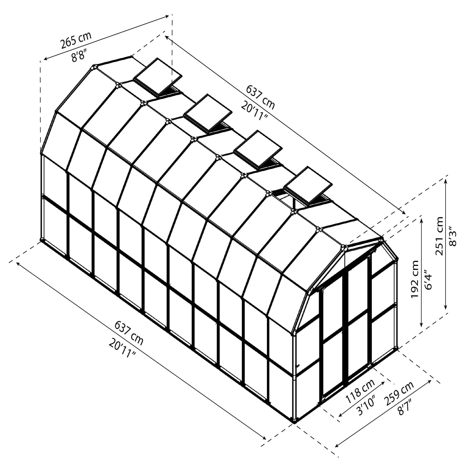 Palram - Canopia | Prestige 8x20 ft Twin-Wall Greenhouse Kit Package With 6mm Twin-wall Polycarbonate Glazing - Image 9