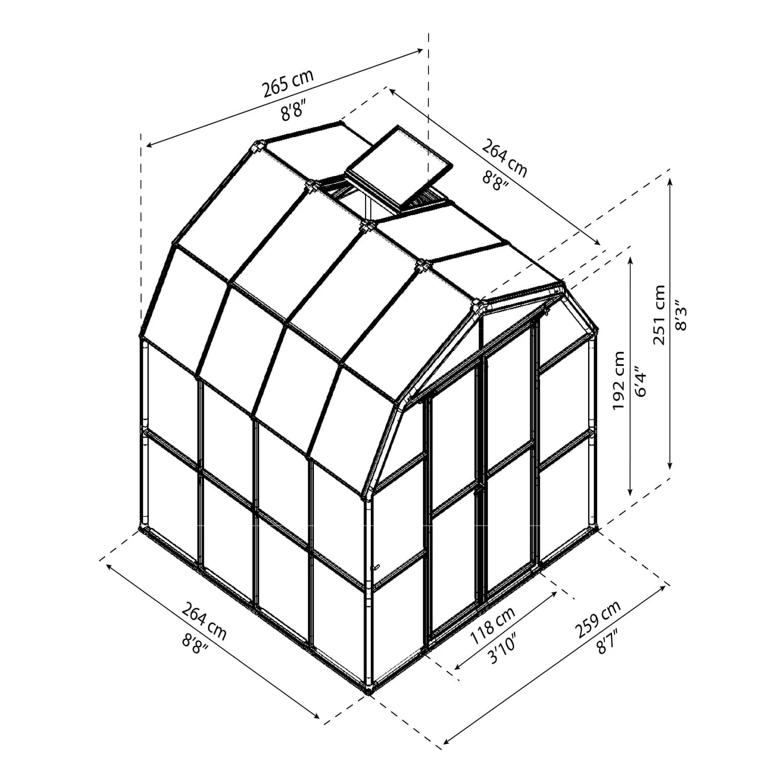 Palram - Canopia | Prestige 8x8 ft Clear Greenhouse Kit Package With 0.8mm Polycarbonate Glazing - Image 11