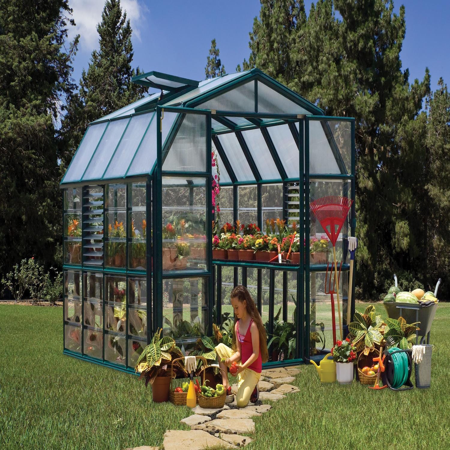 Palram - Canopia | Prestige 8x8 ft Clear Greenhouse Kit Package With 0.8mm Polycarbonate Glazing - Image 2