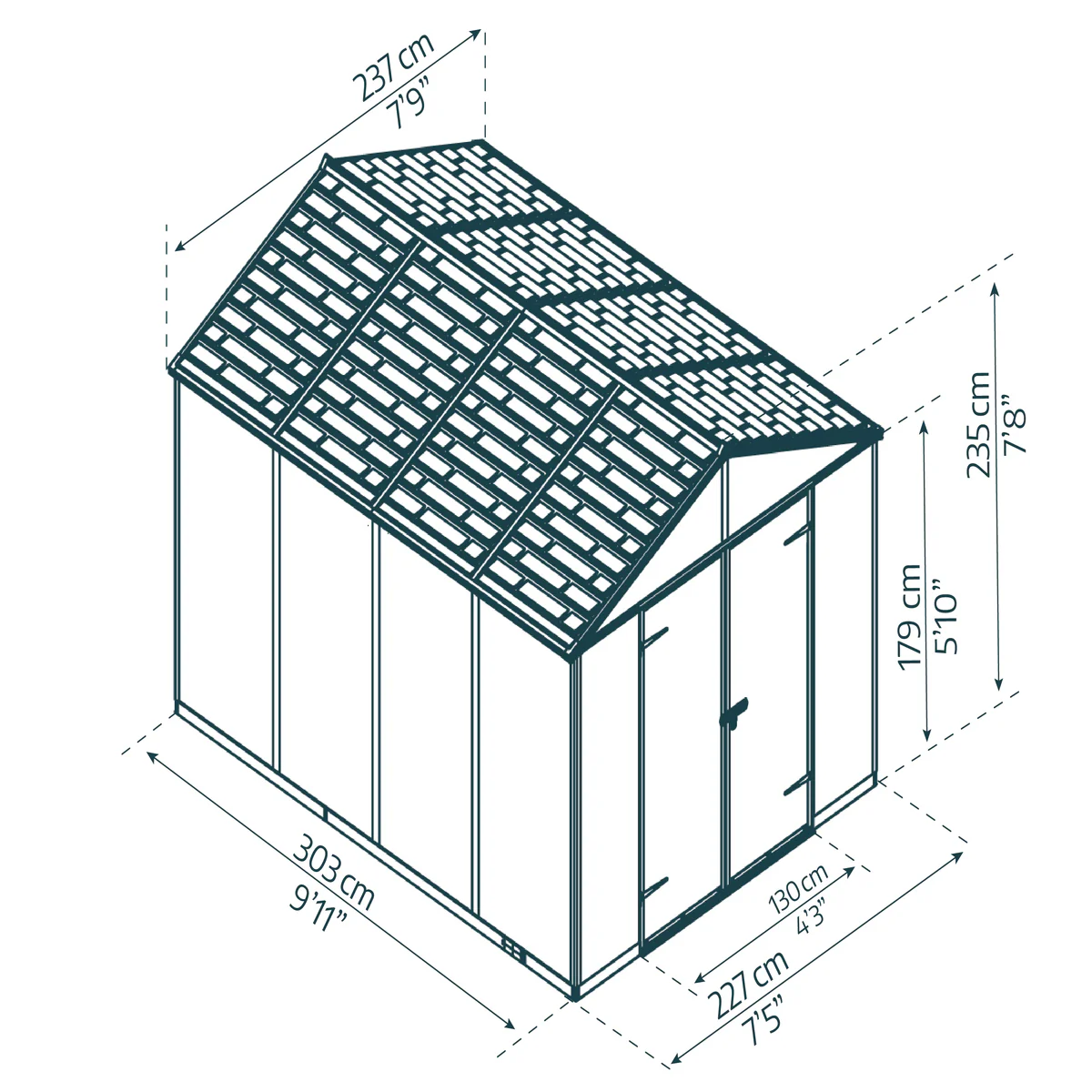 Palram - Canopia | Rubicon 8ft Ultra Durable Outdoor Storage Shed for Garden Dark Grey Series - Image 18
