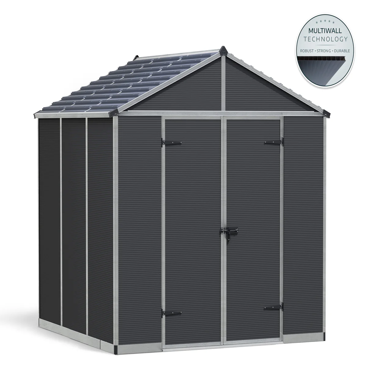 Palram - Canopia | Rubicon 8ft Ultra Durable Outdoor Storage Shed for Garden Dark Grey Series - Image 2